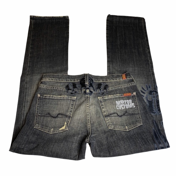 7 For All Mankind Other - HTF: 7 For All Mankind® ☻︎ x Great China Wall Moto Skull Patch Standard Jeans ☻︎